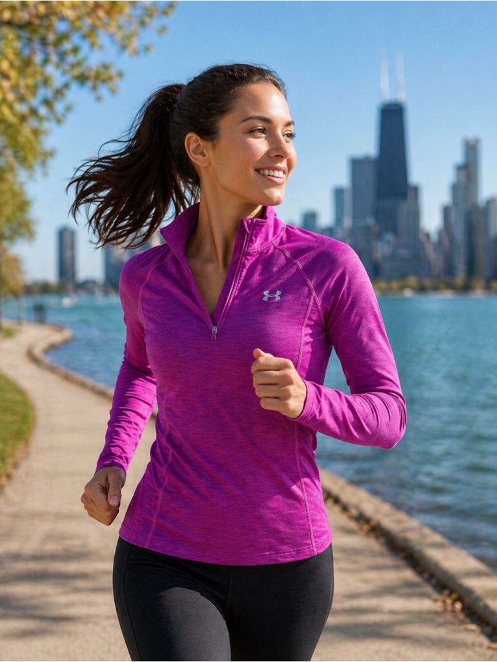 Under Armour Womens Long Sleeve Quarter Zip Athletic Top